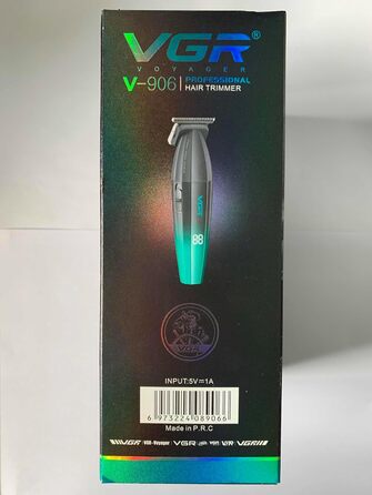 Професійна машинка для стрижки VGR 906 Fresh Fade, 9000 об/хв, бездротовий тример для бороди та волосся з DLC T-лезом, USB зарядка, зелена