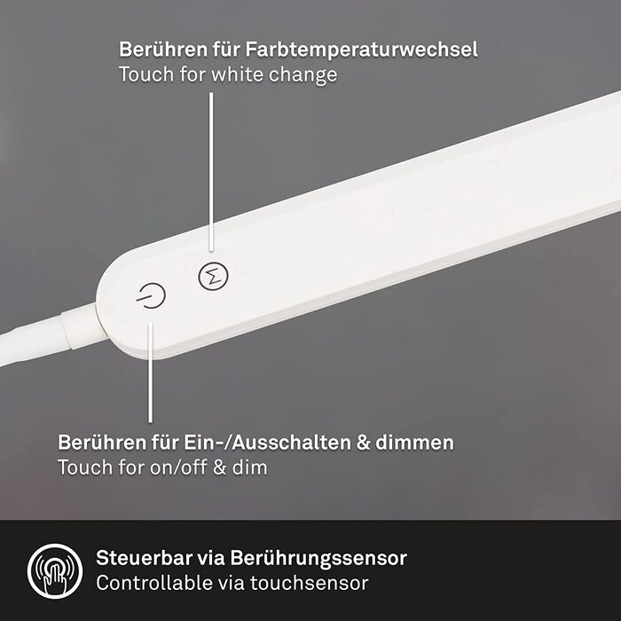 BRILONER LED торшер з димером, сенсорний, регульований теплий і холодний білий, лампа для читання, підлогова лампа для вітальні, світильник стельовий, 20,8x20,8x183 см, білий