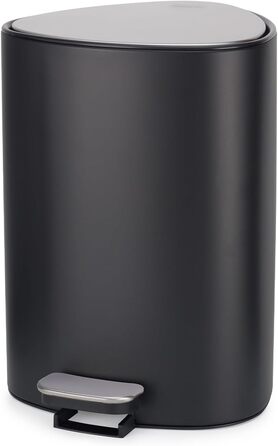 Сміттєве відро Joseph Joseph EasyStore Luxe 5л з нержавіючої сталі, з автоматичним закриттям кришки, знімним внутрішнім відром, для ванної, спальні, офісу (Чорний)