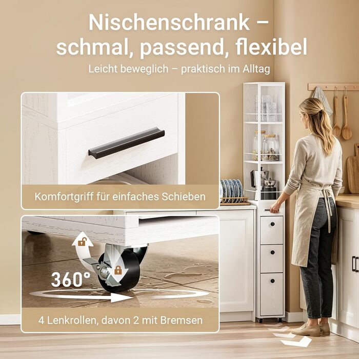 Кухонна шафа SoBuy з розеткою та 2 USB-портами, 60x40x170 см, біла — буфет з сенсорним підсвічуванням для мікрохвильовки та кавової зони, MDF/PB