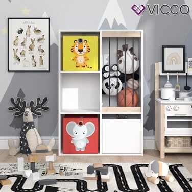 Дитяча полиця Vicco Luigi, біла, 72x107,8 см, з 2 складними коробами