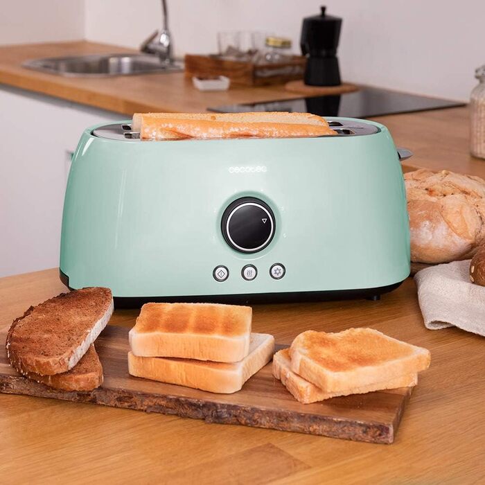 Тостер Cecotec ClassicToast 15000 Yellow Extra Double 1500 Вт для 4 тостів, 2 широкі слоти, 3 функції, LED-підсвічування, тримачі для булочок