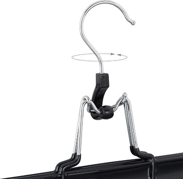 Набір металевих вішаків для штанів Relaxdays, 10 шт, чорний, з 360° гачком, гумові затискачі, 26 см, PVC