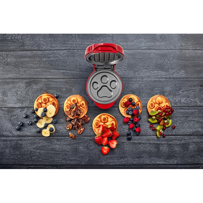 Вафельниця Paw Patrol, міні-вафельниця для дітей, офіційна ліцензія, діаметр 10 см, червона, для дня народження, Великодня та Різдва