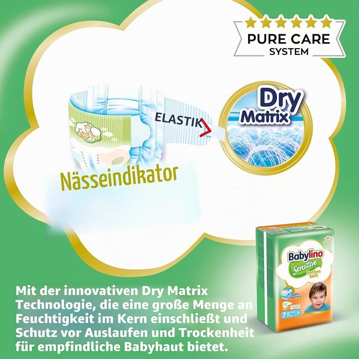 Дитячі підгузки Babylino Sensitive розмір 5 Junior (11-16 кг), 132 шт.