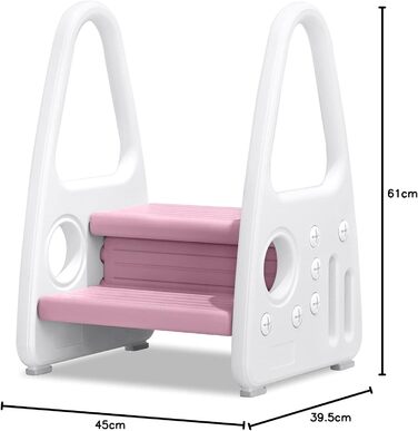 Тритх-стілець для дітей LZQ Kinder Tritthocker: 2 сходинки, піраміда, антиковзкий, пластик, рожевий (2-5 років)