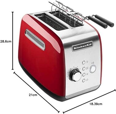 Тостер KitchenAid 5KMT221EER для 2 скибок, червоний – професійний тостер для дому