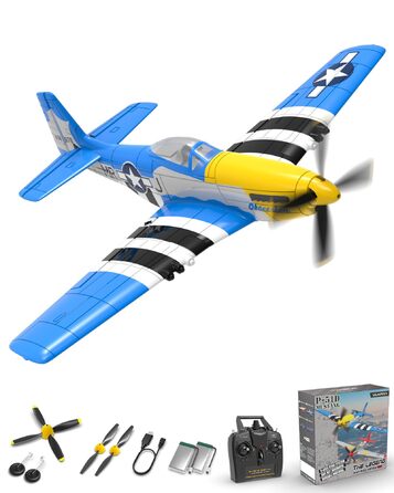 Літак на радіокеруванні VolantexRC 761-5 P51 Mustang RTF для початківців з Xpilot, 4 канали, готовий до польоту