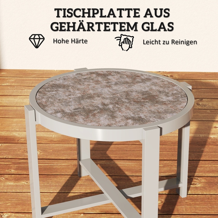 Outsunny Side Table Садовий стіл Круглий стійкий до погодних умов алюмінієвий балконний стіл з мармуровим виглядом Кемпінговий стіл Журнальний столик для вітальні Офіс Відкритий Внутрішній Сірий
