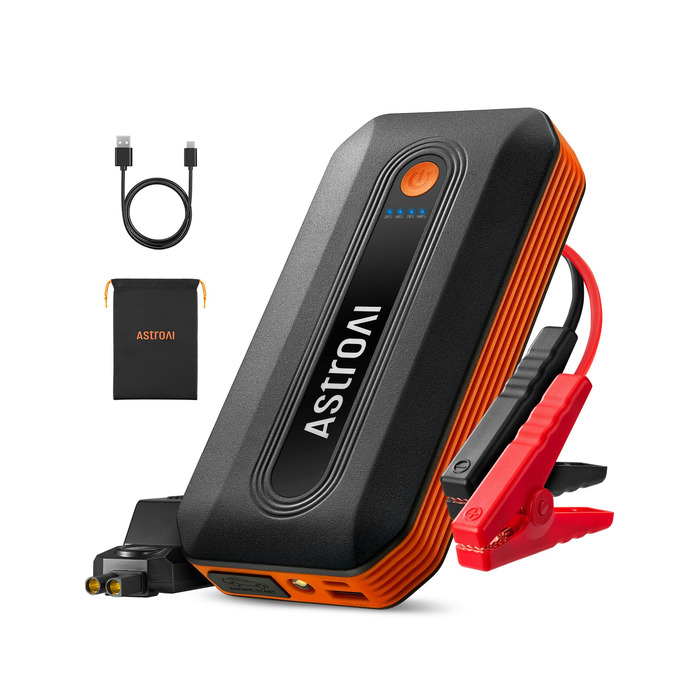 Powerbank AstroAI B8 для автомобіля: пускова станція, 7.0L бензин/5.5L дизель, LED, QC 3.0 USB, 12V