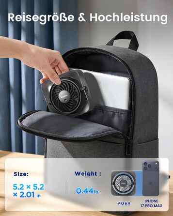 Вентилятор USB EasyAcc міні, настільний з обертанням 360°, 3 швидкості, чорний