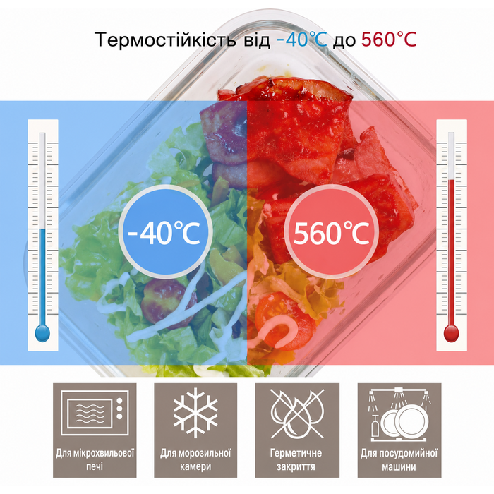 Контейнери для зберігання GENICOOK скляні з кришкою 9 шт 320/640/800/1050 мл