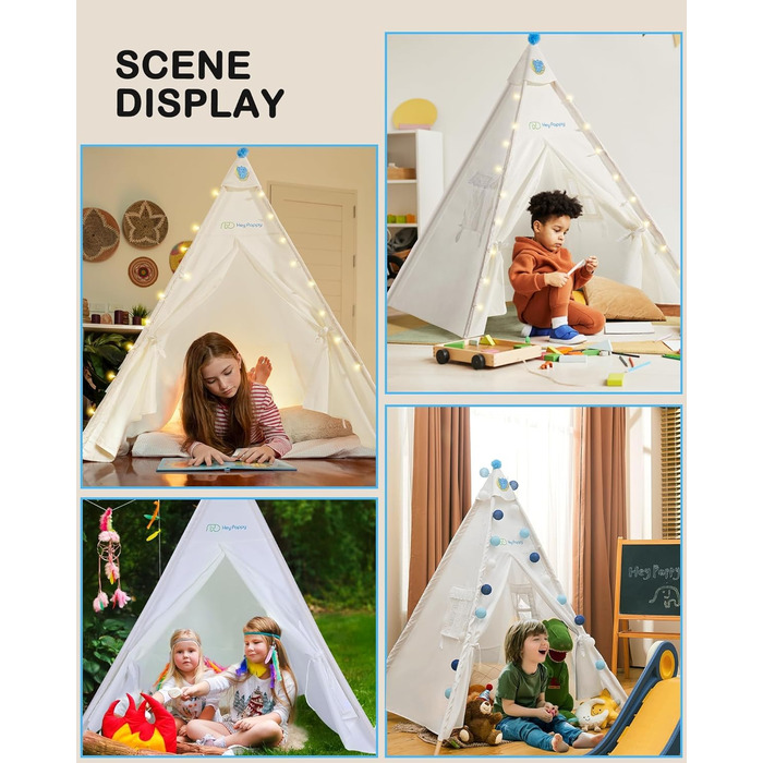 Дитяче намет-типі Heypappy з батутом, гірляндою та кульками - ігровий домік для дівчаток та хлопчиків (рожевий, білий)