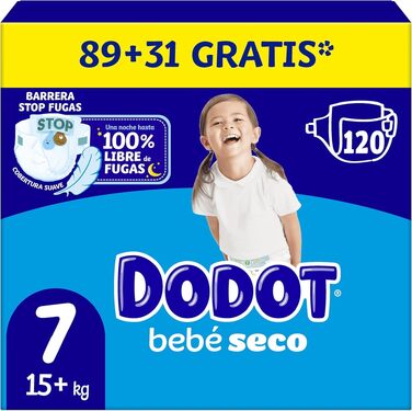 Підгузки Dodot Bebé-Seco розмір 7 (15-24 кг), 120 шт, максимальний захист від протікань