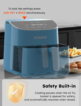 Аерофритюрниця Nuwave Brio Plus 2,5 л, цифровий сенсорний дисплей, діапазон температур 22,5°F - 450°F, Колір: Cozy Blue