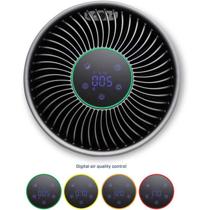 Компактний розумний очищувач повітря Clean Air Optima CA-503T з HEPA-фільтром, UV-LED, іонізатором, тихий вентилятор <10 дБ, для кімнат до 30 м²