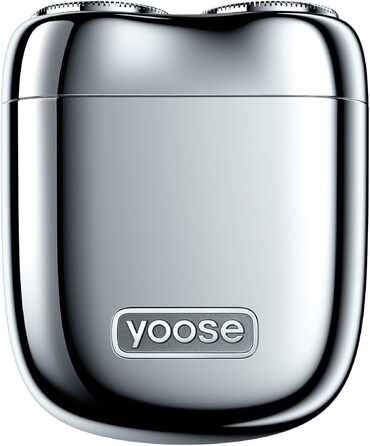 Електрична бритва Yoose MINI для чоловіків, водонепроникна (IPX7), срібляста, з мотором 8000 об/хв, Type-C зарядка