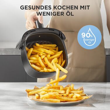 Фритюрниця без олії Midea 2L, 1150W, Airfryer, автоматичне вимкнення, легко чистити, BPA-free, чорний