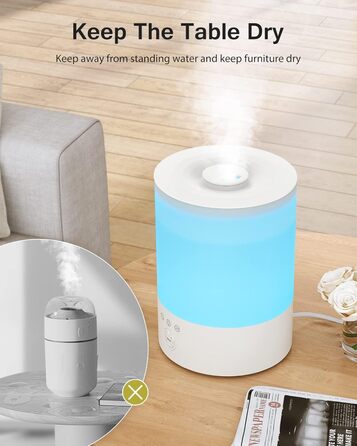Зволожувач повітря Maxcio Top-Fill 2.5л з RGB підсвіткою та аромадифузором, ультразвуковий, без BPA, для спальні, дитячої, рослин - 30 годин роботи, 28 дБ