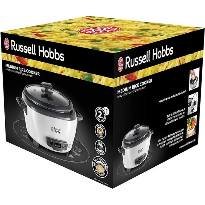 Рисварка електрична Russell Hobbs Mini 0.8л біла: для рису, кіноа, кускусу