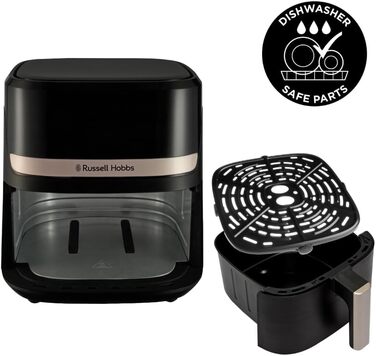 Аерофритюрниця Russell Hobbs SatisFry 4,3 л, 9 програм, Rapid AirFryer, без масла, сенсорне керування, компактна, гриль, випікання, до 200°C, модель 27610-56