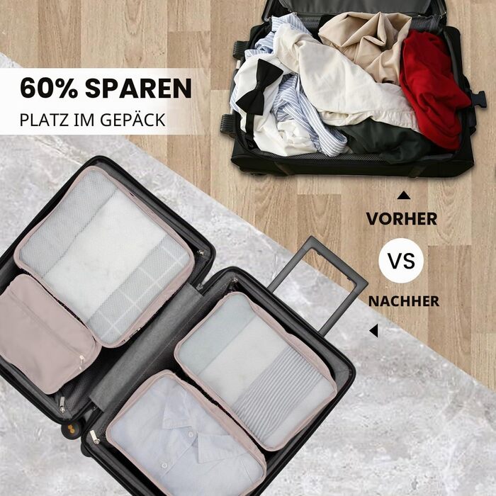 Набір органайзерів для подорожей Packing Cubes (16 предметів), органайзери для валізи та одягу, дорожні сумки для пакування речей, бежевий колір