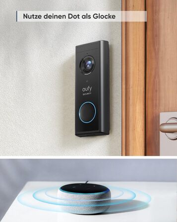 Eufy Security бездротовий відеодзвінок з акумулятором, 2K HD, камера для дверей, без підписок, розумне розпізнавання людей, двосторонній аудіозв'язок, сумісний з HomeBase 2