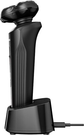 Електробритва Grundig ProClub MS 9130 для чоловіків, BeardCare Sensor, 61% перероблений пластик, титанові леза, волога та суха стрижка, тример для довгого волосся, матовий чорний/червоний