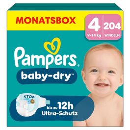 Підгузки Pampers Baby-Dry розмір 4 (9-14 кг), на липучках, 204 шт, велика упаковка