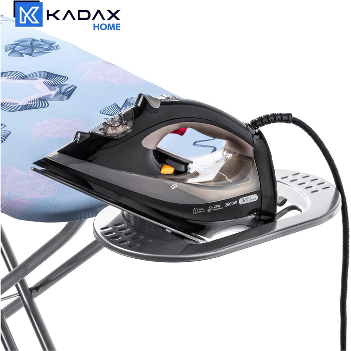 Складана прасувальна дошка KADAX 120x38 см, металева сітка, регульована висота, підставка для праски, антиковзкі ніжки, сіра