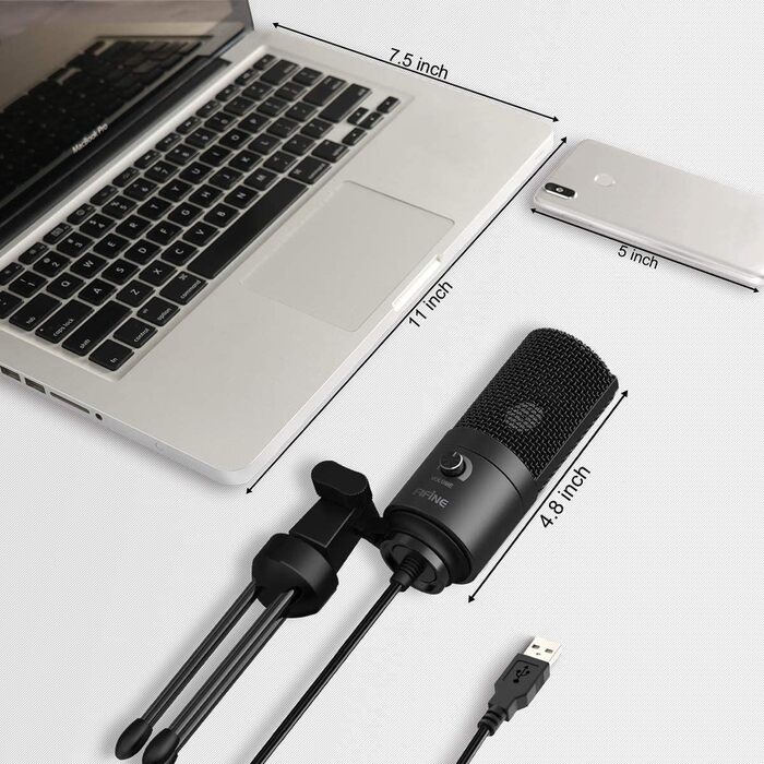 FIFINE USB мікрофон для ПК та ігор, студійний конденсаторний мікрофон для подкастів, стрімінгу, Mac, PS4, PS5, з підставкою, чорний