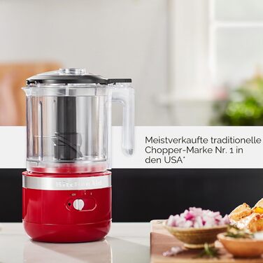 Бездротовий подрібнич для овочів та зелені KitchenAid KFCB519, 5 чашок, Empire Red