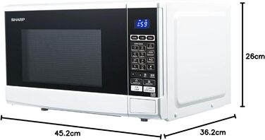 Мікрохвильова піч SHARP R670W 2в1 з грилем, 20 л, 800 Вт, 1000 Вт гриль, 10 режимів, 13 автоматичних програм, таймер, біла