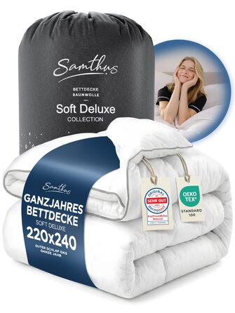 Всесезонна ковдра Samthus Premium 220x240 см, м'яка стібана ковдра для ліжка