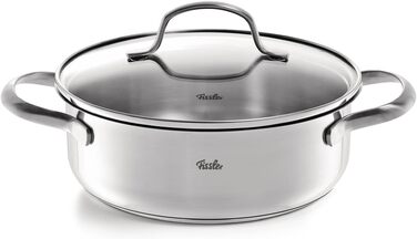 Набір каструль Fissler San Francisco з нержавіючої сталі, 5 предметів, для індукційних плит, зі скляними кришками (3 каструлі, 1 сотейник, 1 каструля з ручкою)