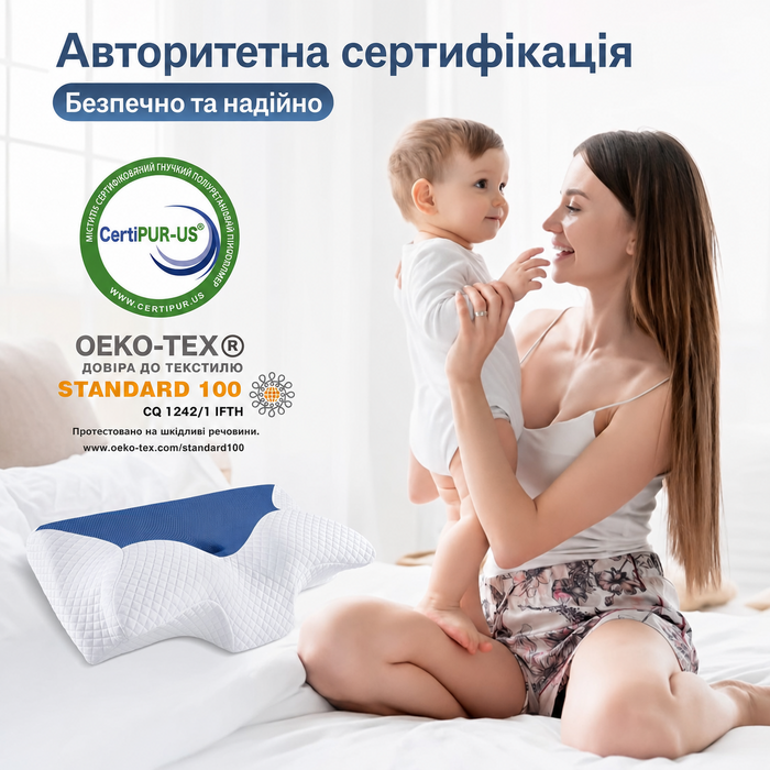 Ортопедична подушка HOMCA з пам'яттю форми для шиї та хребта, ергономічна для спини, боку та живота, 60x35x8/12 см, синя