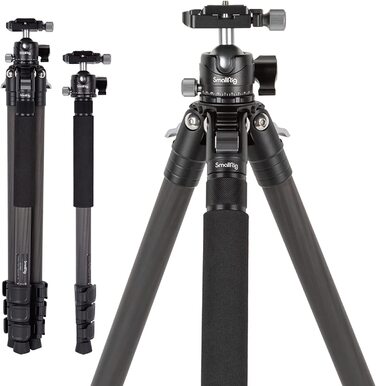 SMALLRIG Легкий компактний штатив з вуглецевого волокна з моноподом, 360° кульова голівка, швидкознімна платформа, навантаження до 12 кг – 4060