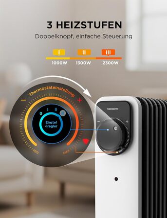 Масляний радіатор Midea NY2311-24UR, 2300 Вт, 11 секцій, з пультом ДК та LED-дисплеєм, чорний