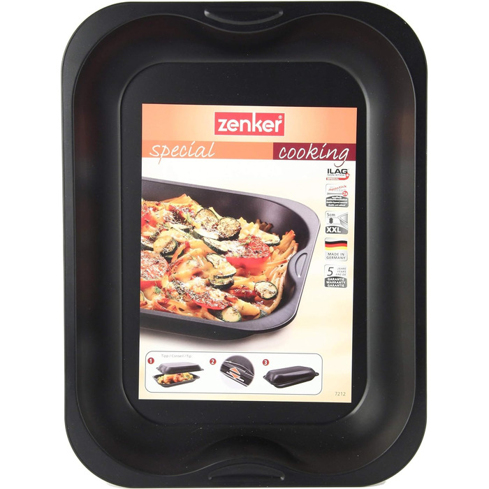 Прямокутна форма для запікання Zenker Special Cooking 40×30×5 см з антипригарним покриттям, чорна, для м'яса та запіканок