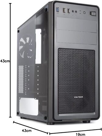 Корпус Vultech VCO-A2699T ATX, 1x USB 3.0, 2x USB 2.0, загартоване скло, без блока живлення, чорний