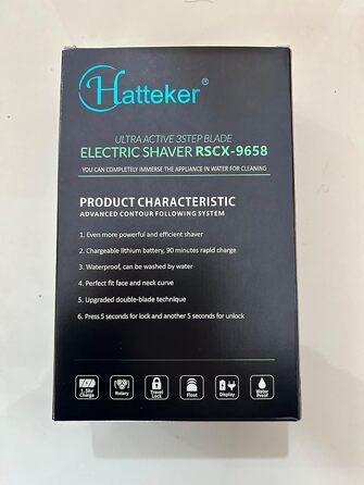 Електробритва для чоловіків Hatteker 3-в-1: ротаційна, тример для бороди, носа, IPX7, водонепроникна, бездротова, для вологого та сухого гоління