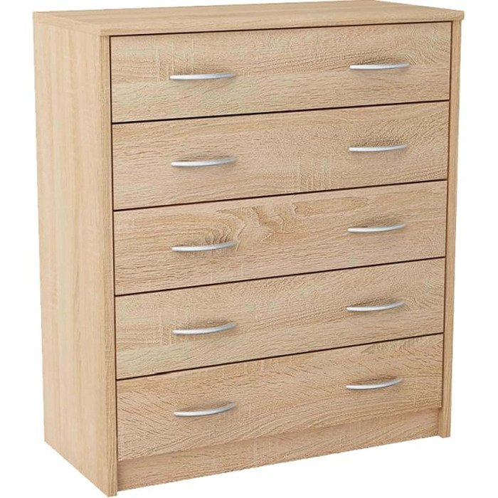 Комод MATKAM з 5 шухлядами Sonoma Oak, 74x85x35 см, ламінована ДСП, сучасний дизайн