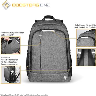 Міський рюкзак BoostBag One для ноутбука 15,6'', планшета та телефону, сірий – ідеальний для школи, роботи, навчання