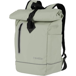 Рюкзак TRAVELITE Rolltop водонепроникний, велосипедний, міський з ролтоп-застібкою та світловідбивачами, Basics, 48 см, 19 л, світло-зелений