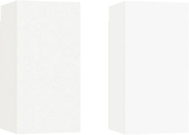 Комплект із 2-х навісних шаф для телевізора vidaXL, білий, 30,5x30x90 см, ДСП, меблі для вітальні