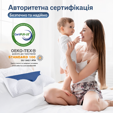 Ортопедична подушка HOMCA з пам'яттю форми для шиї та хребта, ергономічна для спини, боку та живота, 60x35x8/12 см, синя