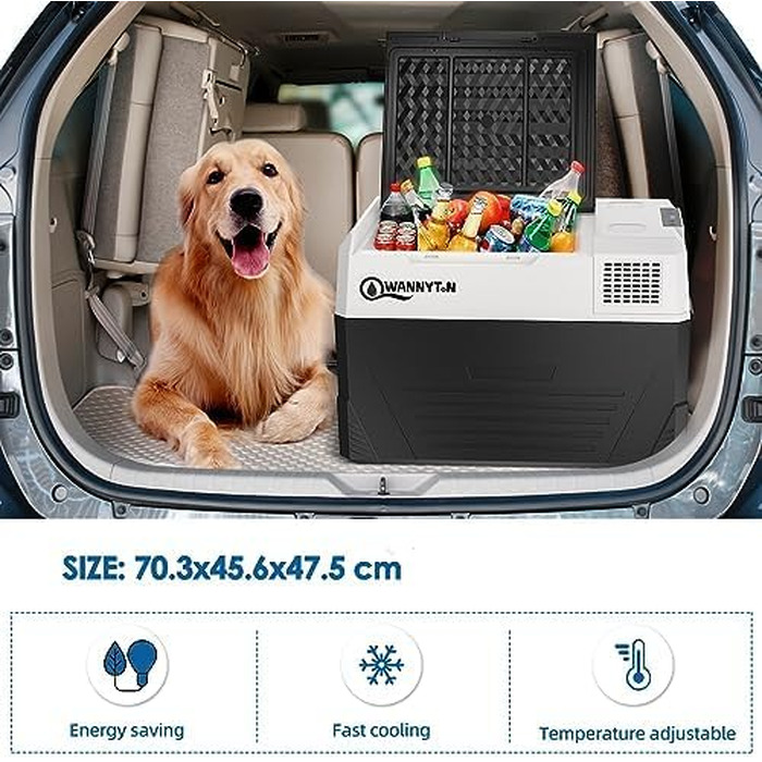 Автомобільний компресорний холодильник Wannyton 18л, 100-240V/12V, для напоїв, чорно-білий