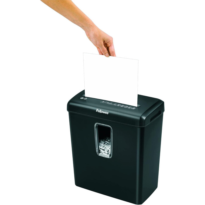 Шредер Fellowes Powershred FS-6C для дому та офісу, знищення 6 аркушів, перехресне подрібнення, кошик 15 л, P-4 безпека, чорний