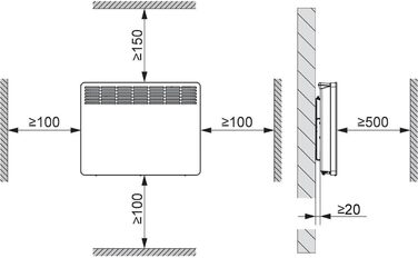 Електричний конвектор STIEBEL ELTRON CNS 150 Trend 1,5 кВт, для 20 м², металевий корпус, енергоощадний, LC-дисплей, тижневий таймер, TÜV сертифікат