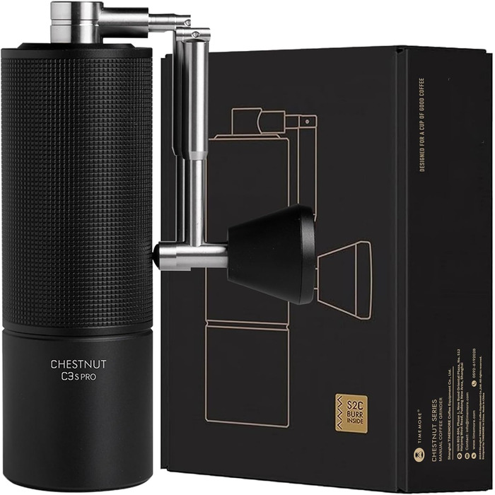 Кавомолка ручна TIMEMORE Chestnut C3S Pro: прецизійний помел, керамічний жорно, місткість 25г, чорний колір